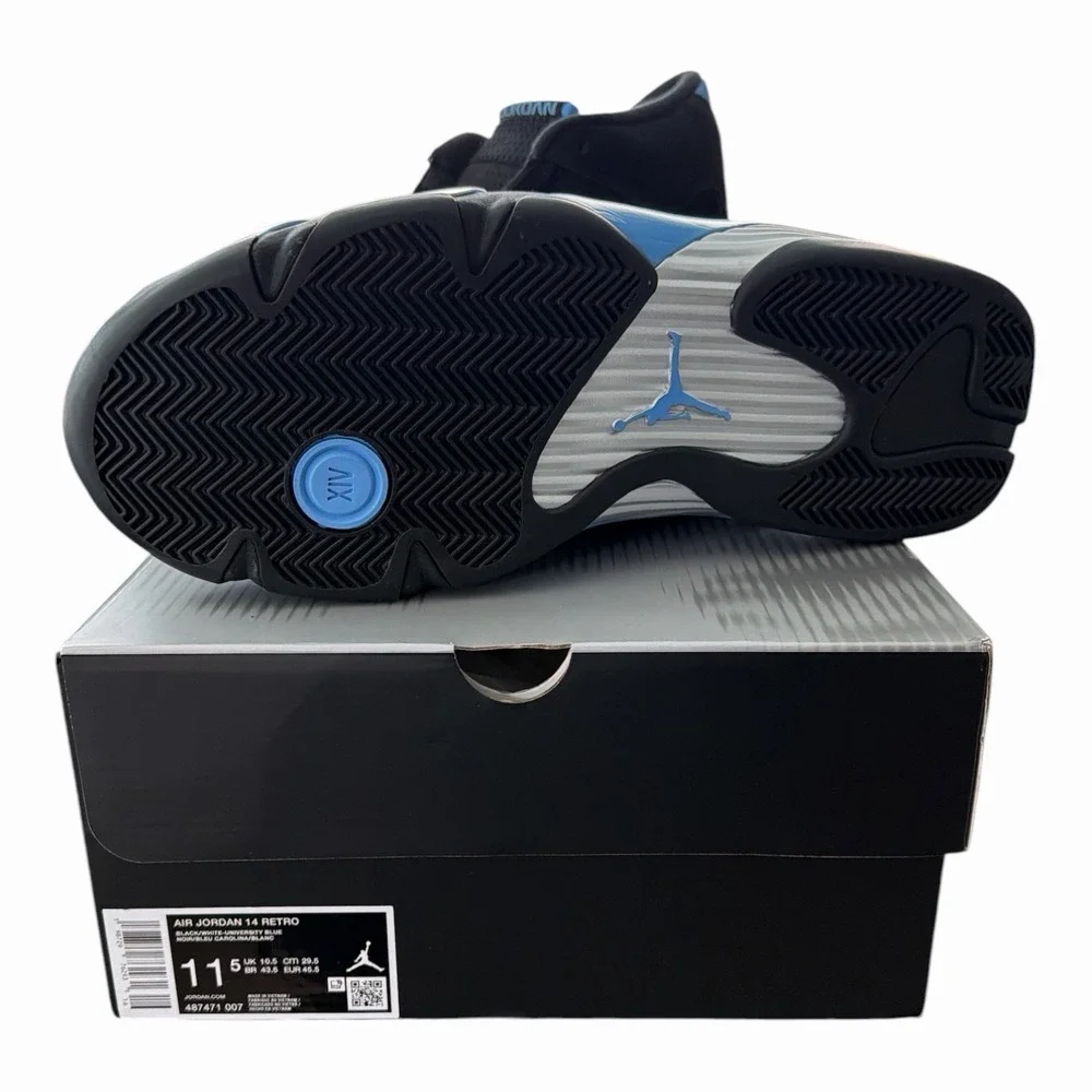 Air Jordan 14 Retro Black/University Blue (Style 48741-007) Size 11 1/2